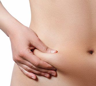 woman pinching abdomen